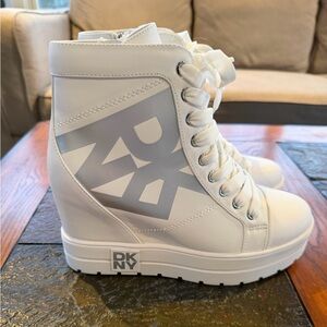 DKNY Women's Clary White Wedge Sneakers